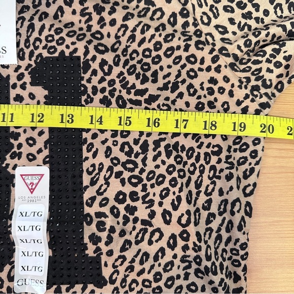 GUESS | Rhinestone “81” Leopard Graphic Tee – Sporty Glam Y2K | Size XL | NWT - Picture 8 of 9
